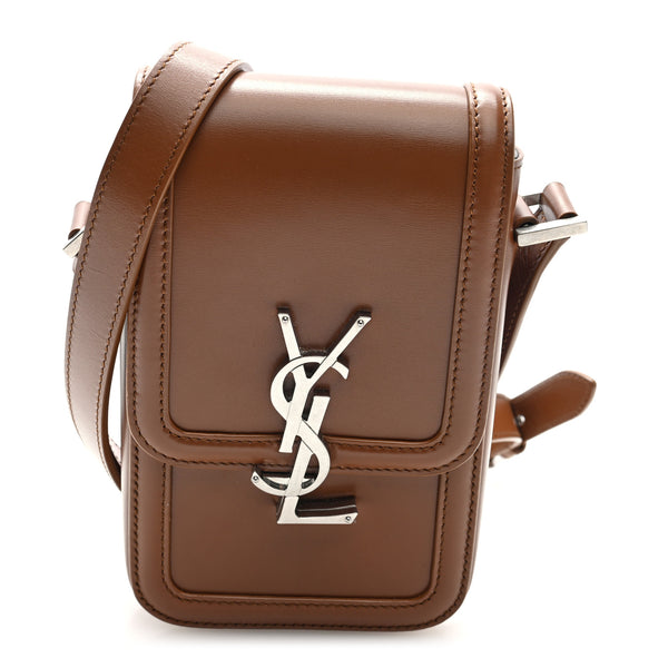 YSL ブラウンレザー バケツ型ショルダーバッグ Saint Laurent Smooth Calfskin Mini Solferino Satchel Fox 1794470
