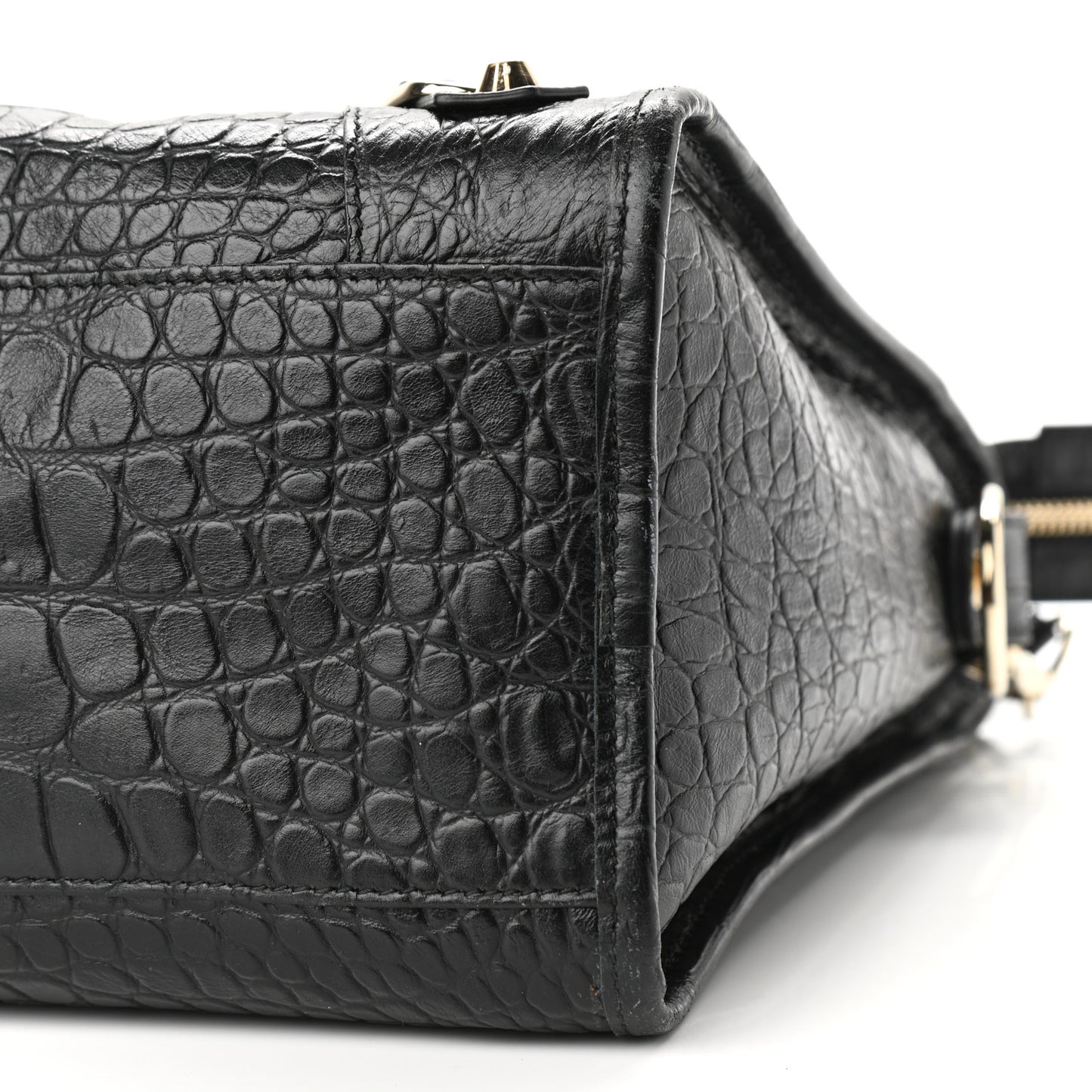 Calfskin Crocodile Embossed Classic Hardware City Black