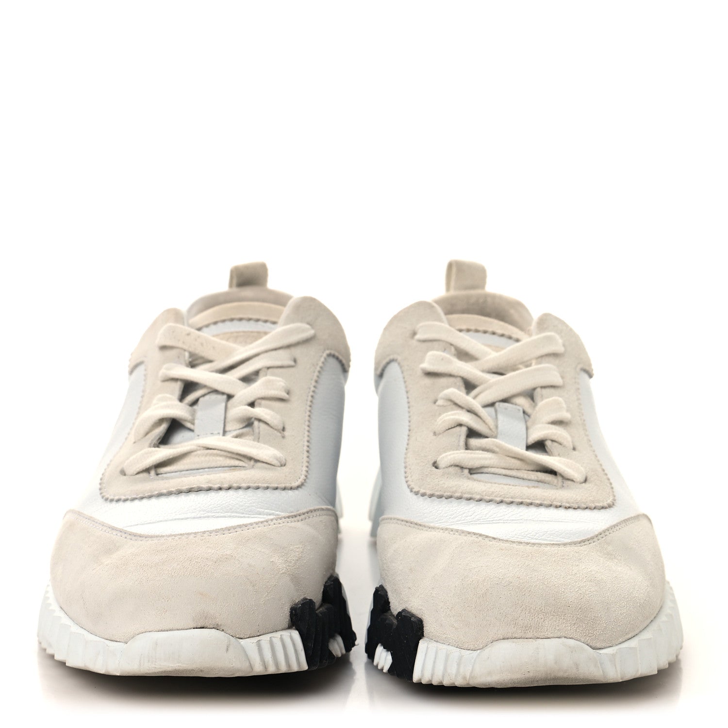 Hermes Calfskin Suede Goatskin Bouncing Sneakers 39 White 3 of 12