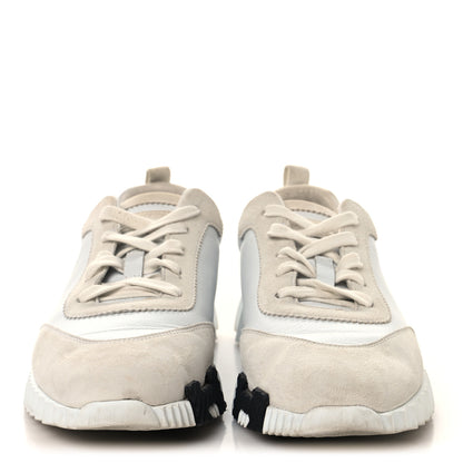 Hermes Calfskin Suede Goatskin Bouncing Sneakers 39 White 3 of 12