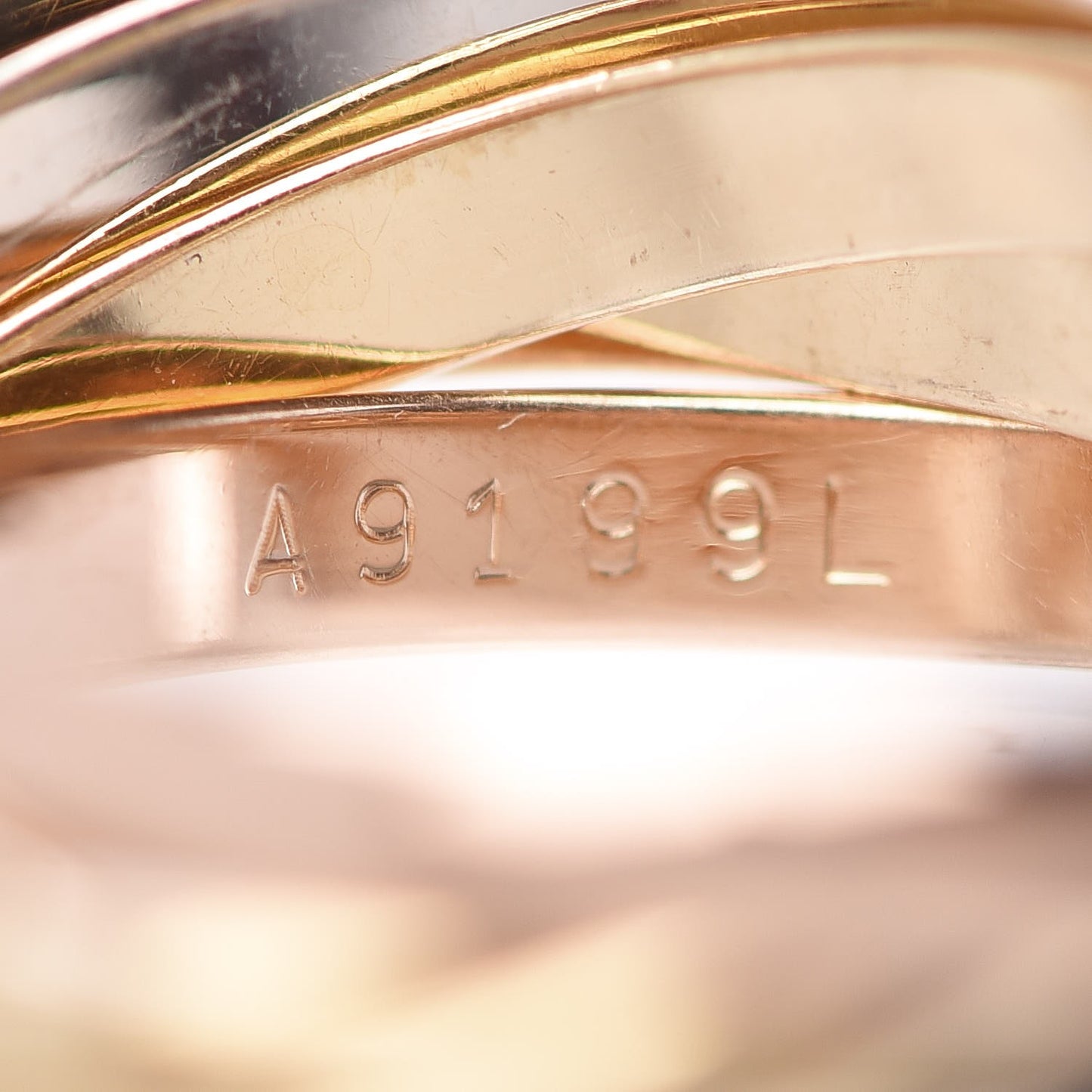 18K Pink Yellow White Gold Les Must De Trinity Five Band Ring 51 5.75