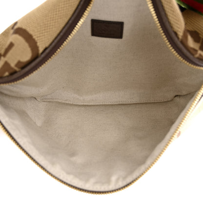 Gucci Monogram Jumbo GG Textured Dollar Calfskin Web Belt Bag Camel Ebony New Acero 5 of 10