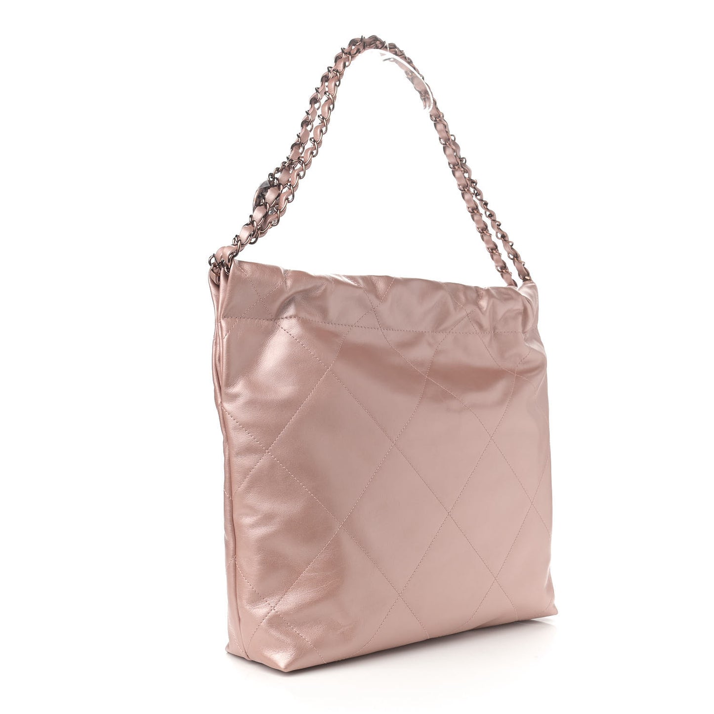 Metallic Calfskin Quilted Small Chanel 22 Pink