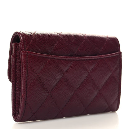 Chanel Caviar Quilted Flap Card Holder Wallet Burgundy 3 of 10