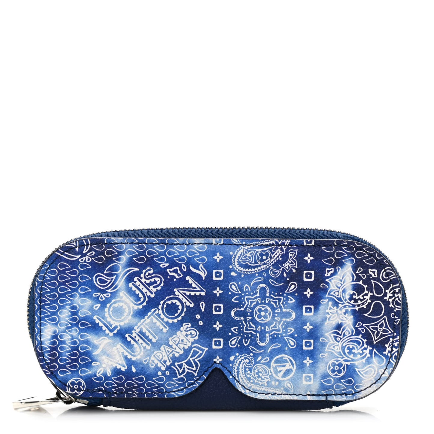 Cowhide Monogram Bandana Sunglasses Case GM Blue White