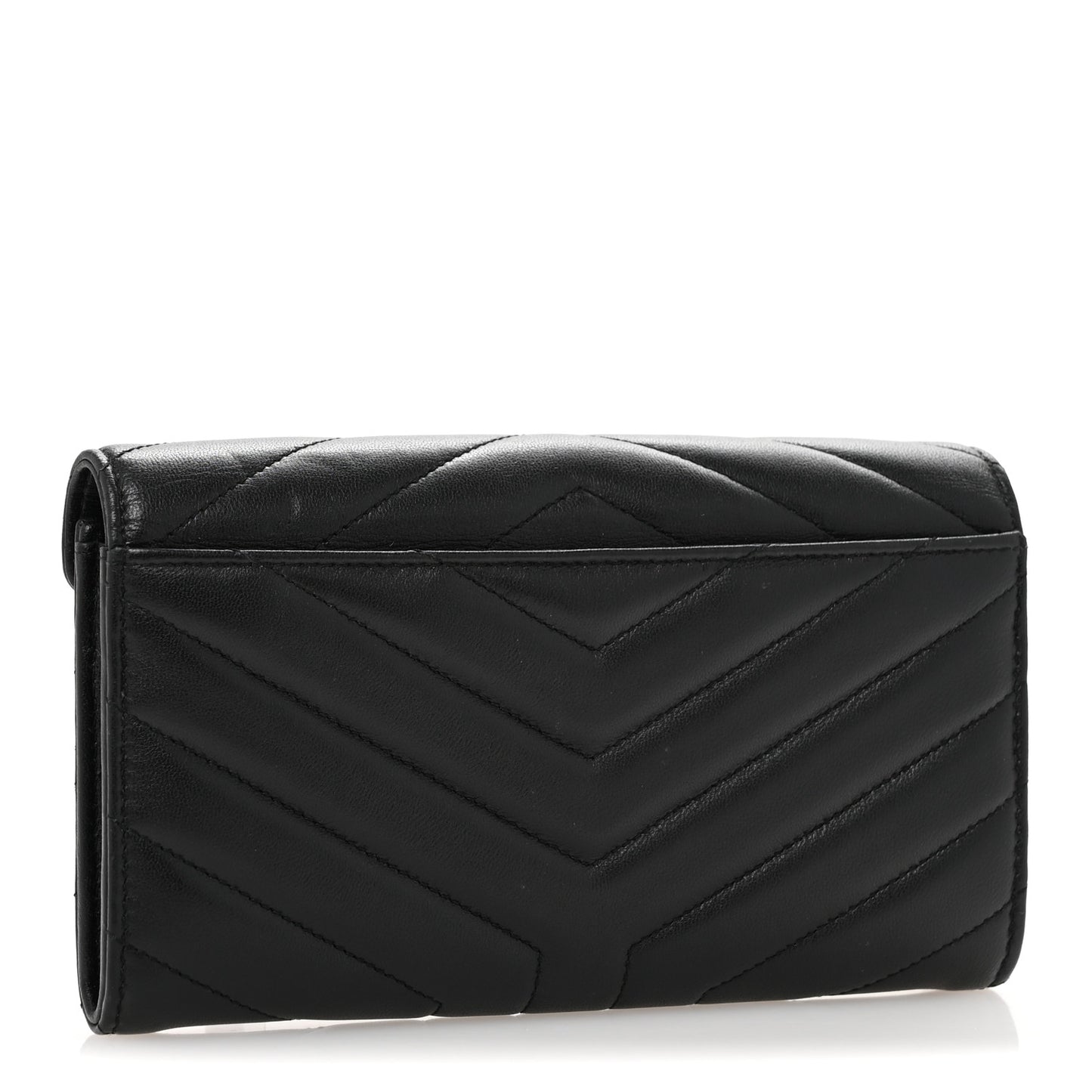 Lambskin Y Quilted Monogram Large Loulou Flap Wallet Black