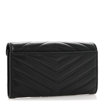 Saint Laurent Lambskin Y Quilted Monogram Large Loulou Flap Wallet Black 3 of 11