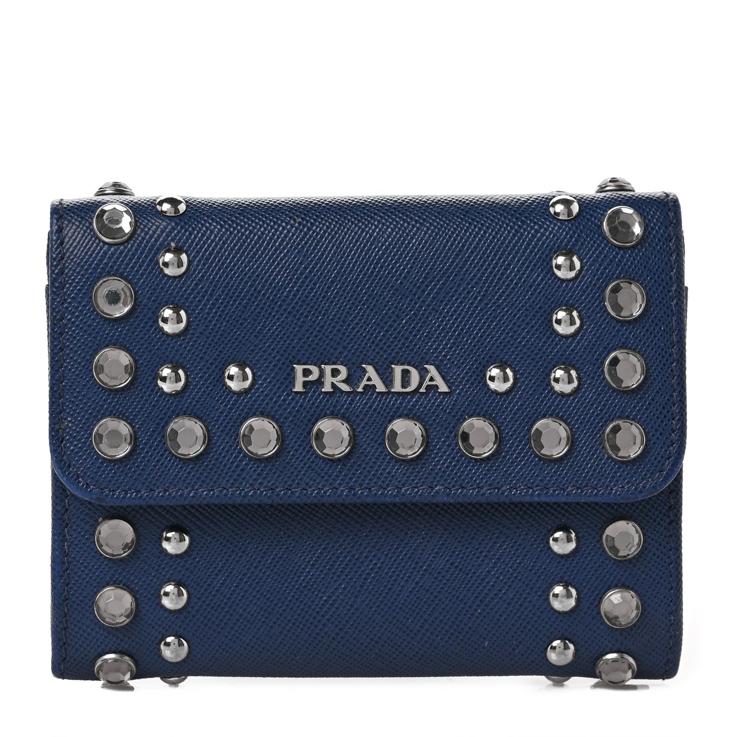Prada Saffiano Crystal Card Holder 1 of 9