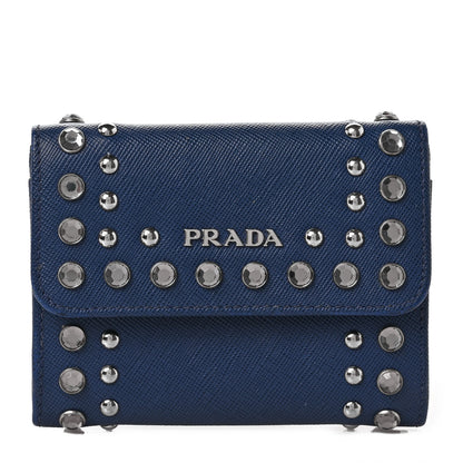 Prada Saffiano Crystal Card Holder 1 of 9