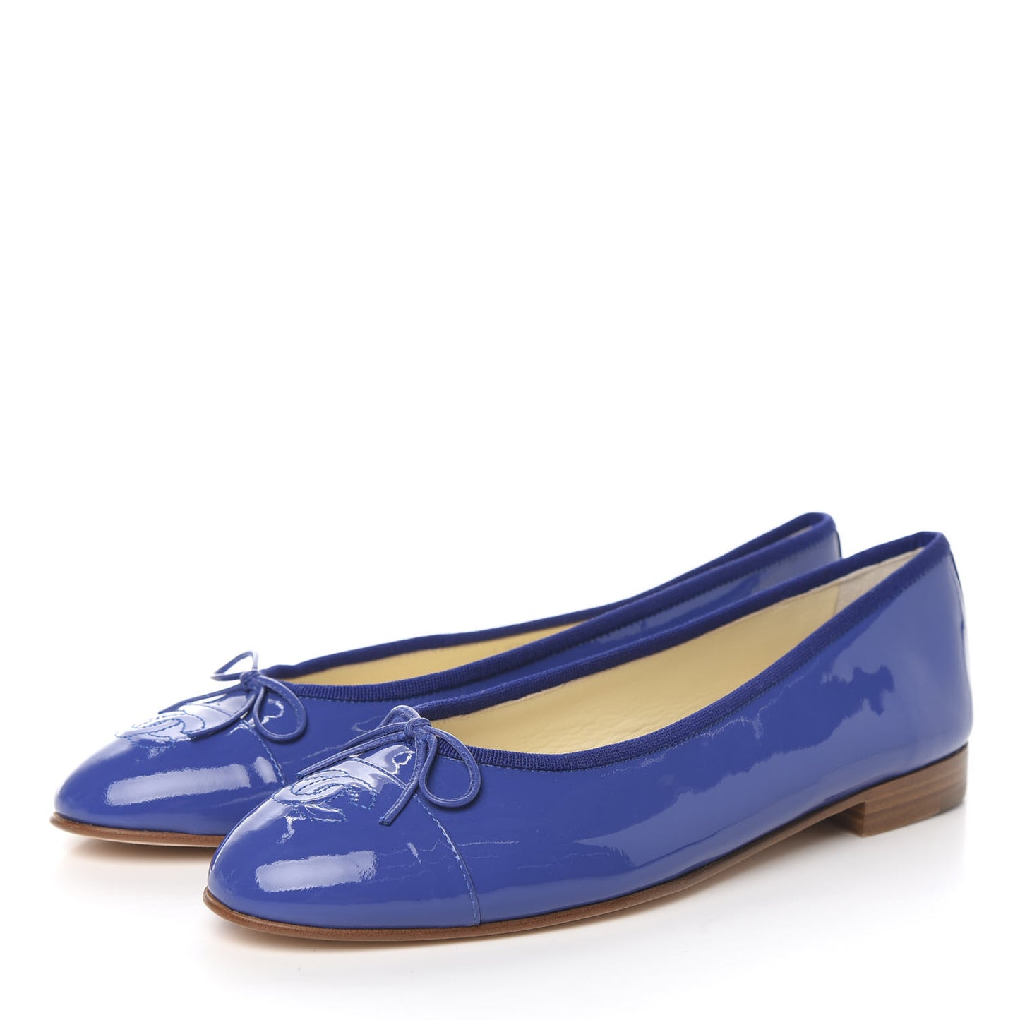Patent Calfskin CC Cap Toe Ballerina Flats 39.5 Blue