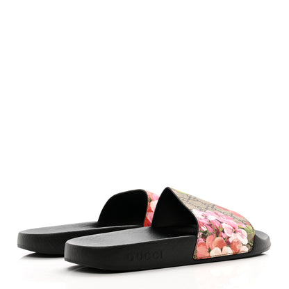 Gucci GG Supreme Monogram Blooms Slide Sandals 39 Beige Multicolor 4 of 8