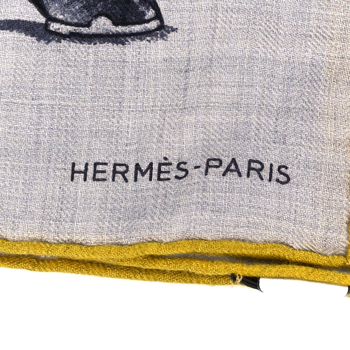 Cashmere Silk Grand Carrosse Royal Scarf 100 Gris Chine Gris Jaune