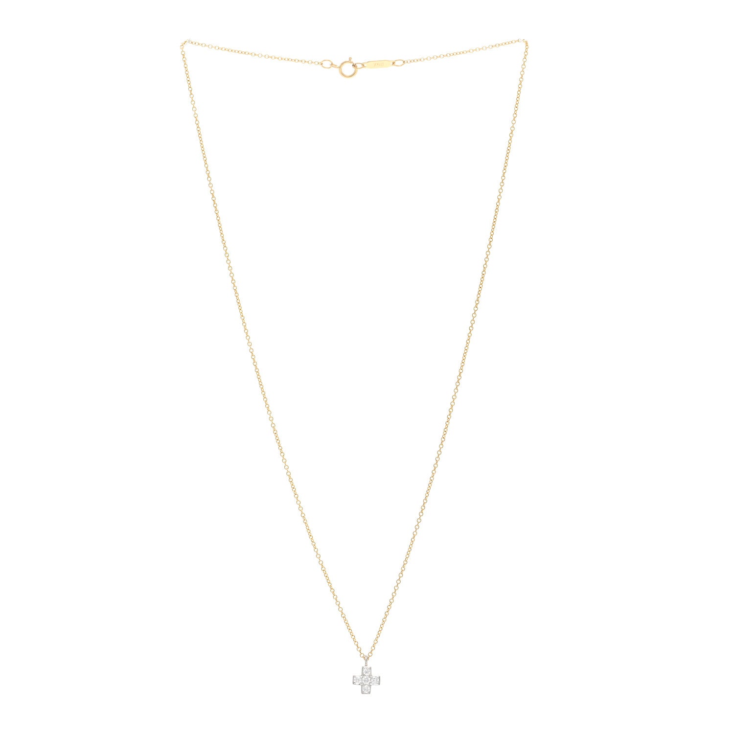 Tiffany 18K Yellow Gold Platinum Diamond Cruciform Cross Pendant Necklace 3 of 4