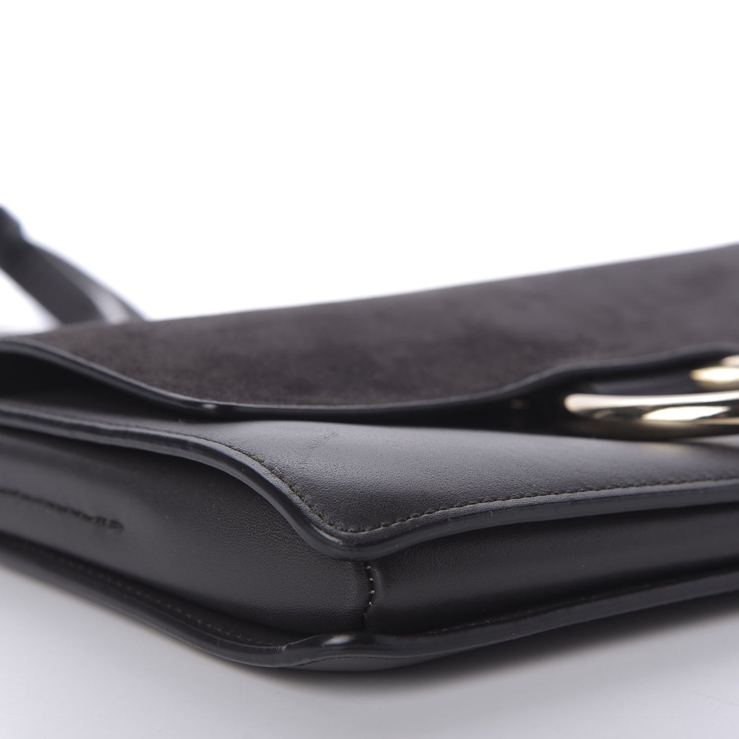 Suede Calfskin Small Faye Shoulder Bag Carbon Grey