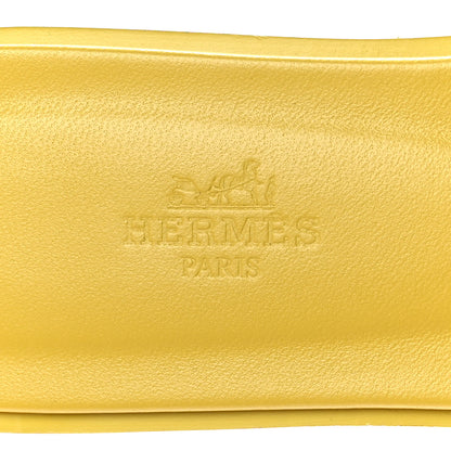 Hermes Box Calfskin Oran Sandals 37 Jaune Citron 8 of 10