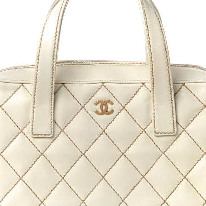 Chanel Calfskin Wild Stitch Top Handle Bag White 9 of 24