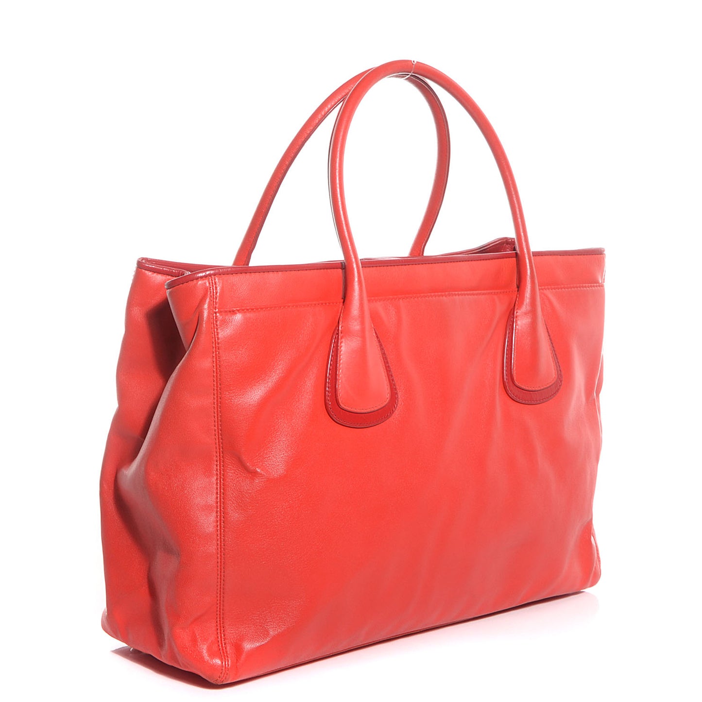 Lambskin Executive Cerf Shopper Tote Red
