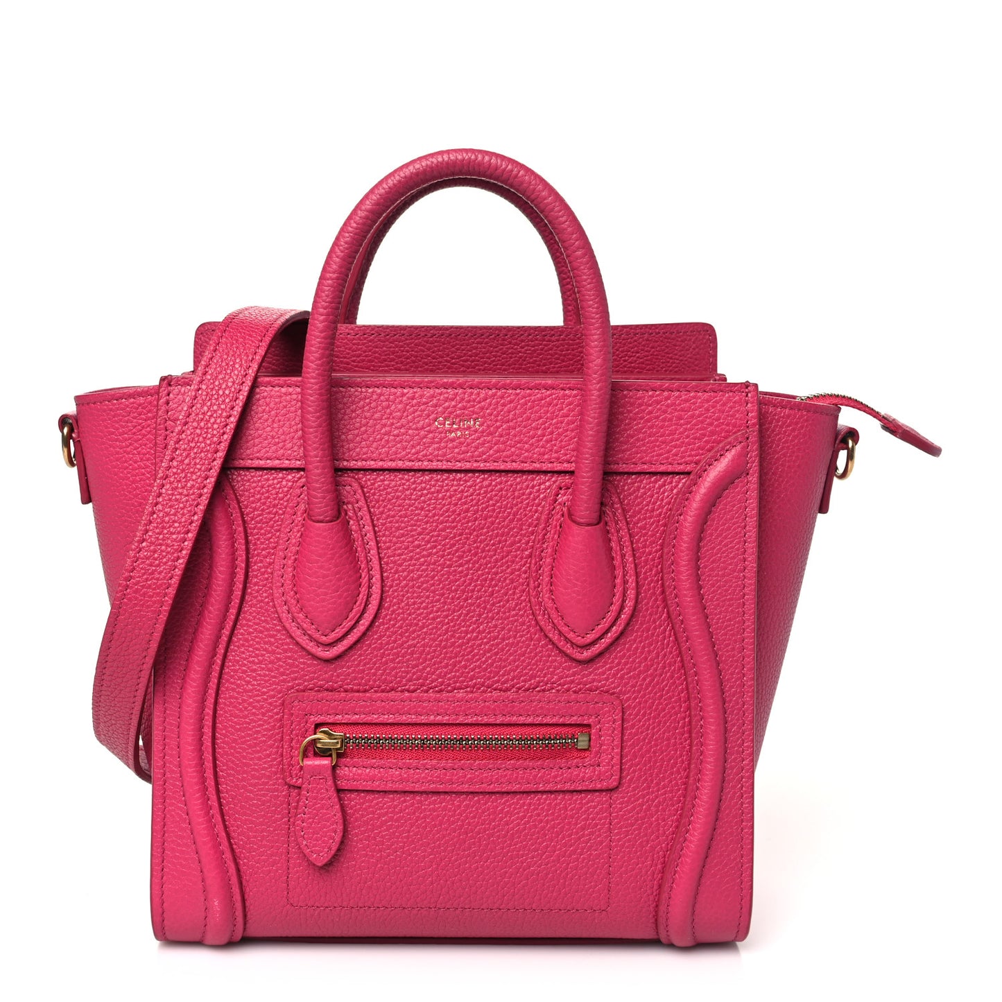 Drummed Calfskin Nano Luggage Fuchsia