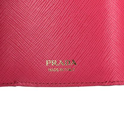 Prada Saffiano Metal Small Tri-Fold Wallet Peonia 11 of 15