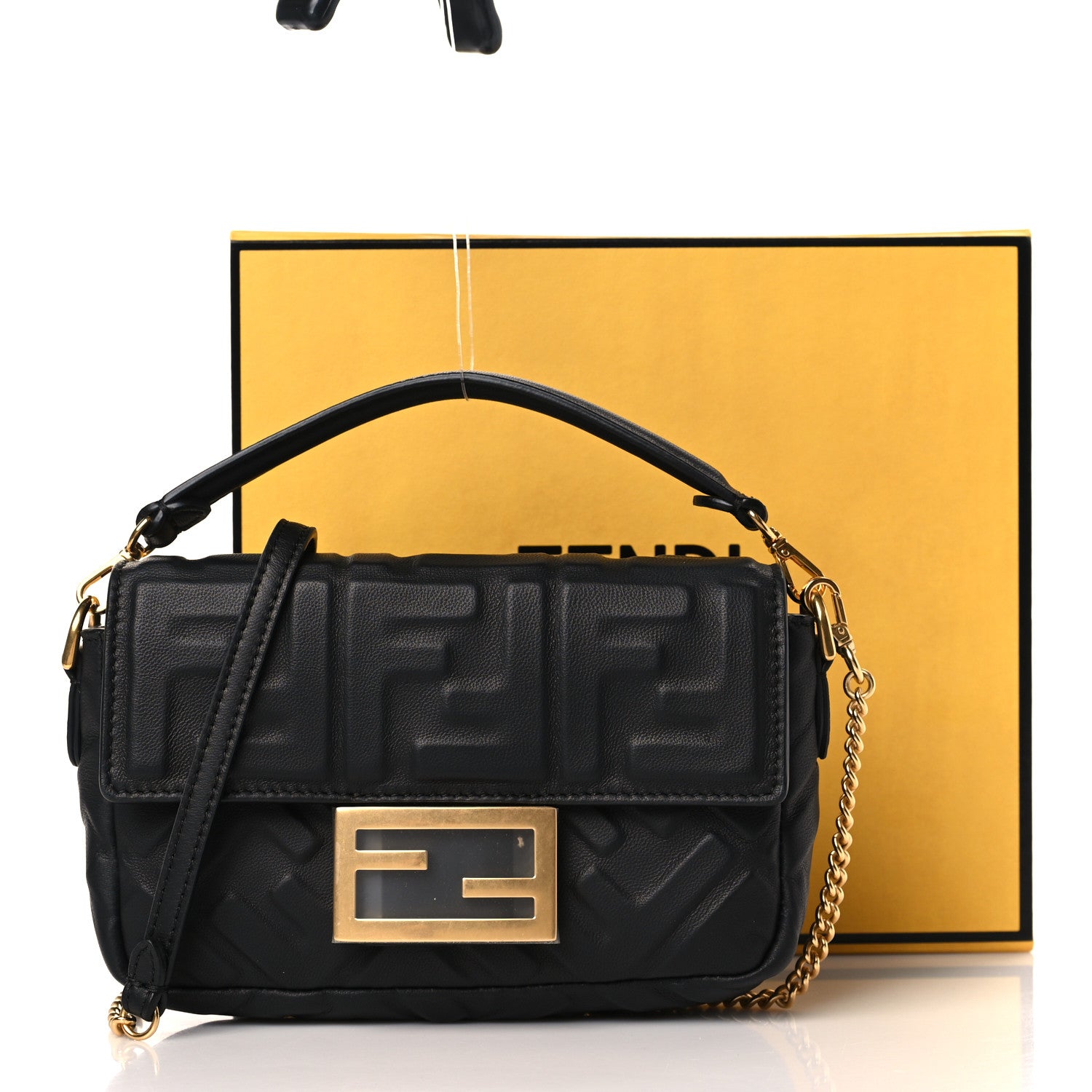 Fendi Nappa FF 1974 Embossed Mini Baguette Black 1284761