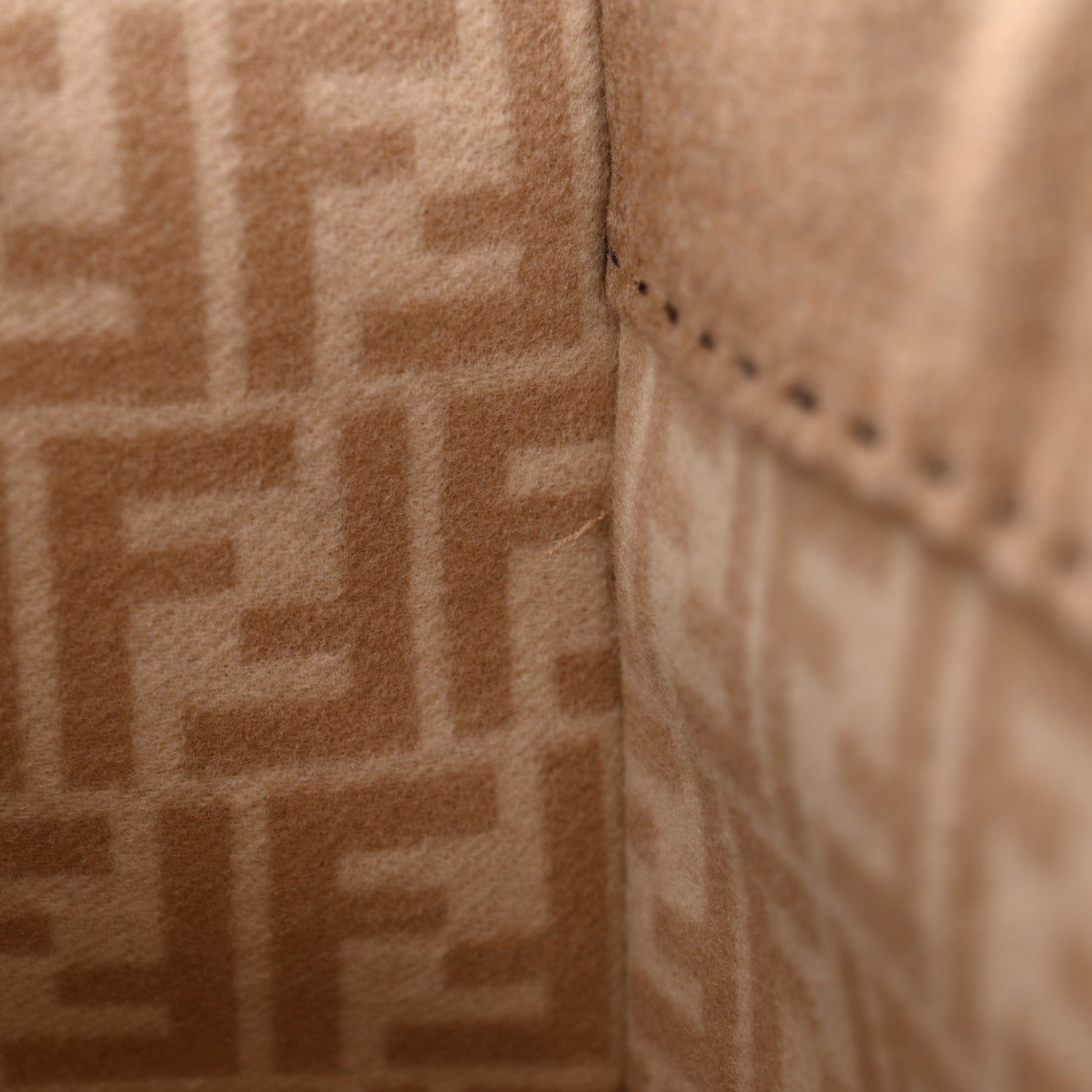 Fendi Flannel Vitello King Wool Plexiglass FF Logo Embroidered Medium Fendi Sunshine Shopper Tote Camel Sand 11 of 14