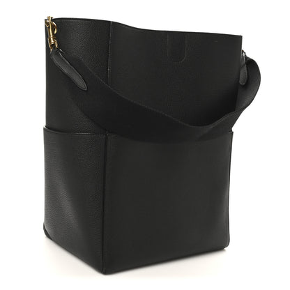 Celine Soft Grained Calfskin Sangle Bucket Bag Black 3 of 9