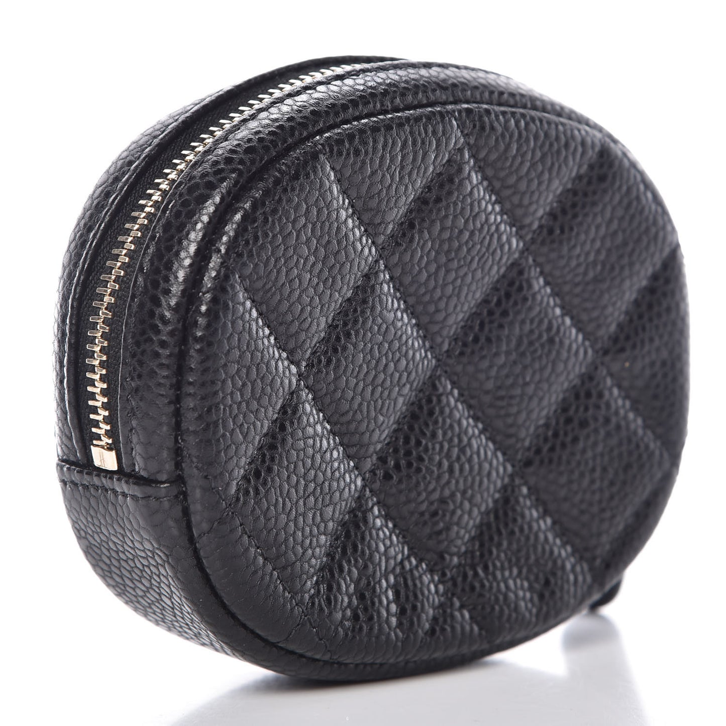 Caviar Quilted Zip Around Classic Coin Purse Black