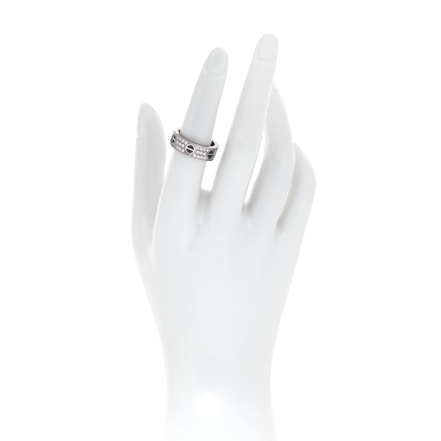 Cartier 18K White Gold Diamond Ceramic LOVE Paved Ring 53 6.25 2 of 4