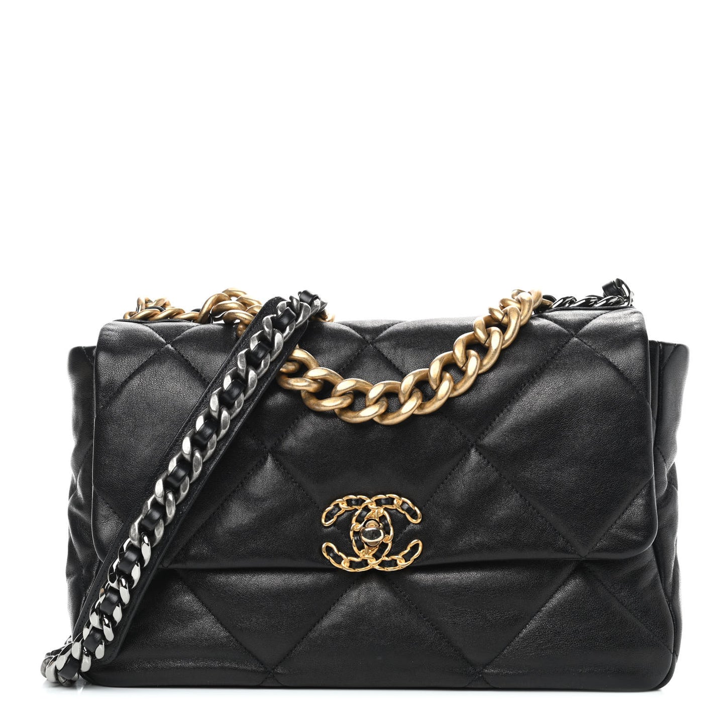 Lambskin Quilted Large Chanel 19 Flap Black