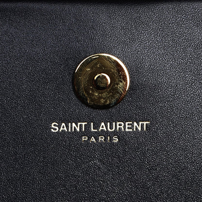 Saint Laurent Calfskin Classic Monogram Tassel Clutch Black 6 of 8