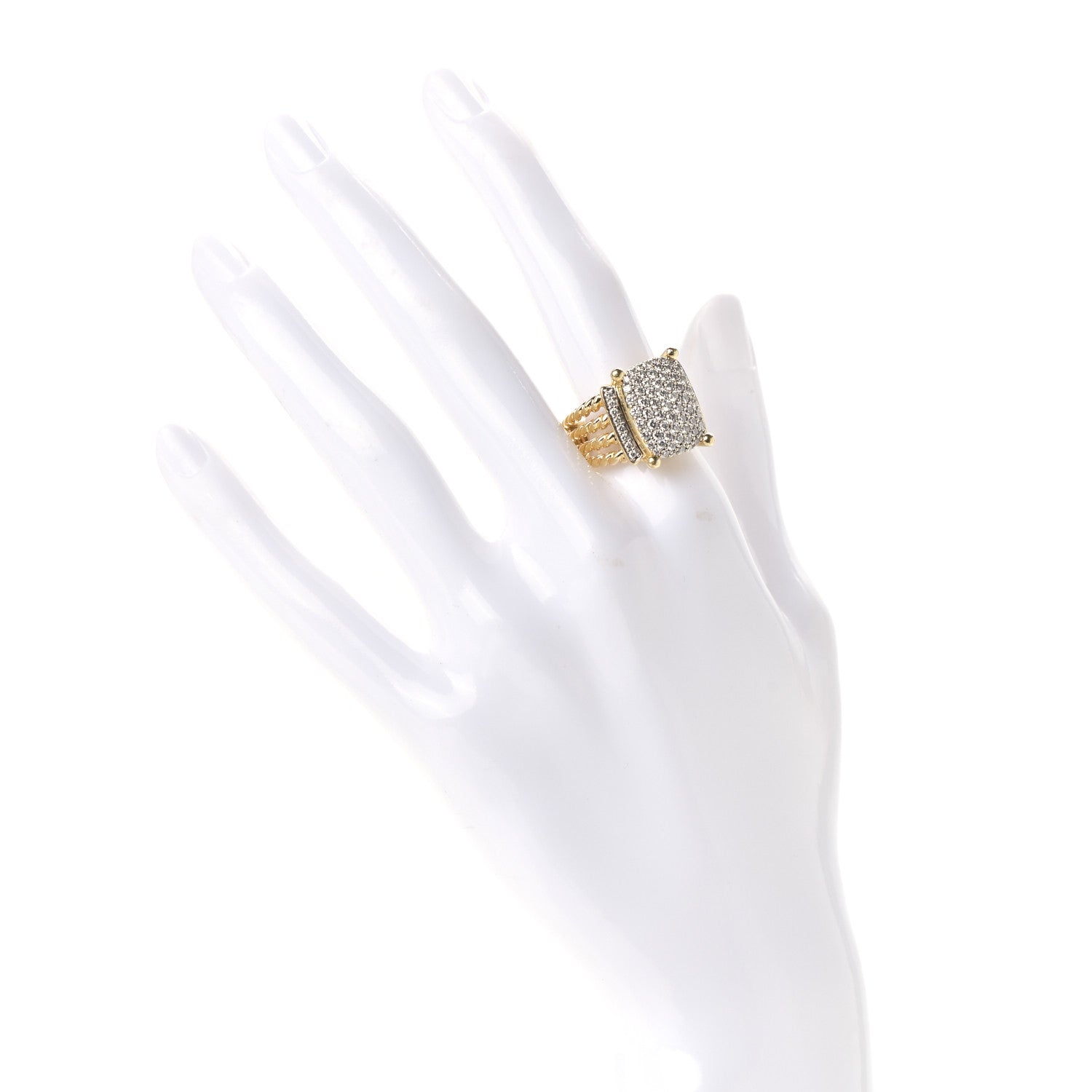 David Yurman 18K Yellow Gold Diamond 16mm Wheaton Ring 54 7 2 of 6
