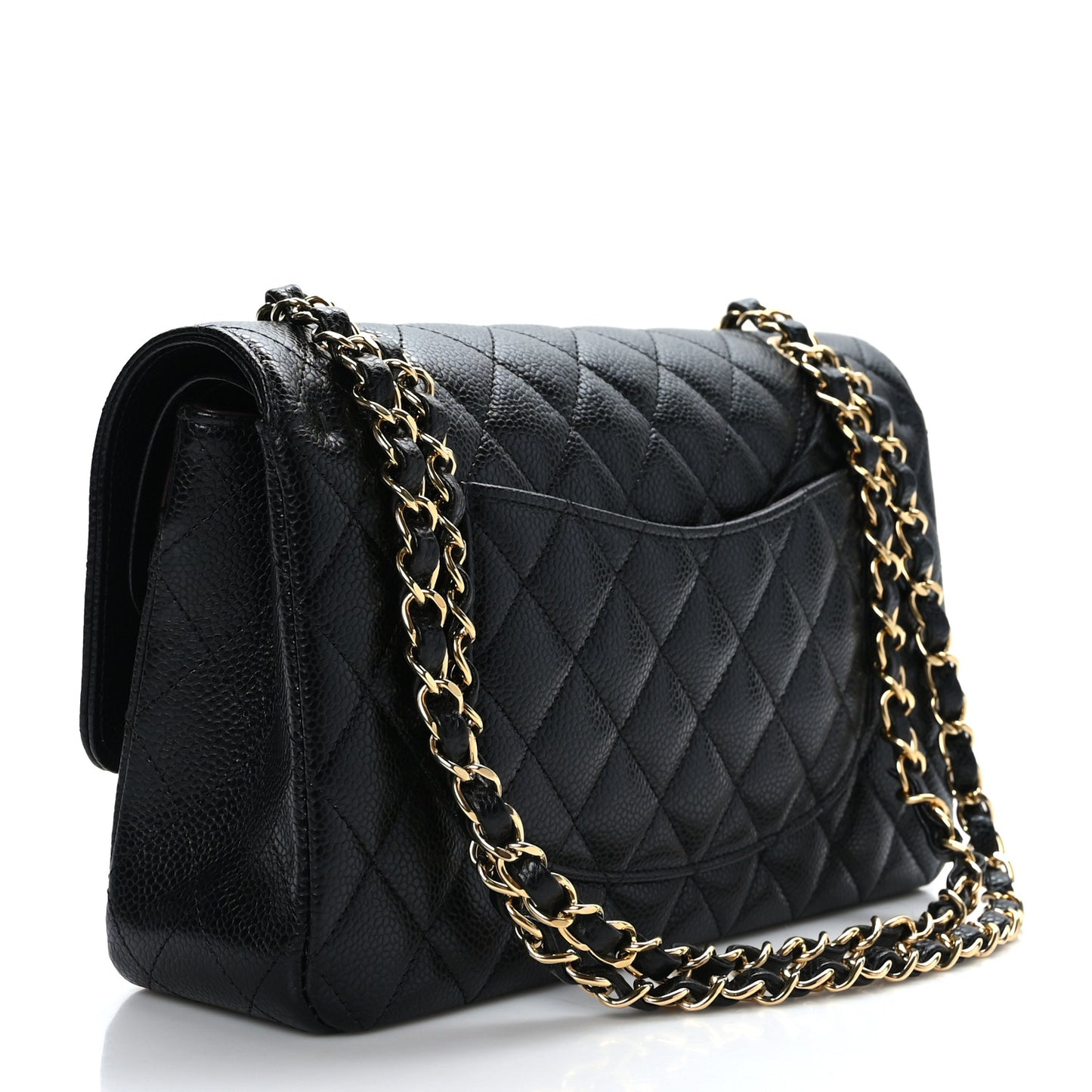 Caviar Quilted Medium Double Flap Black