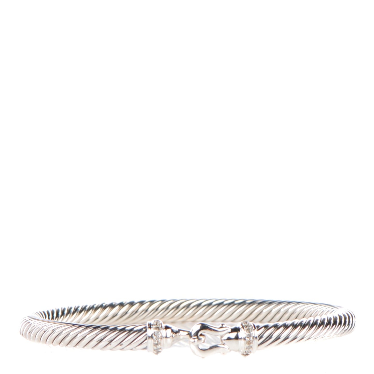 Sterling Silver Diamond 5mm Cable Buckle Bracelet