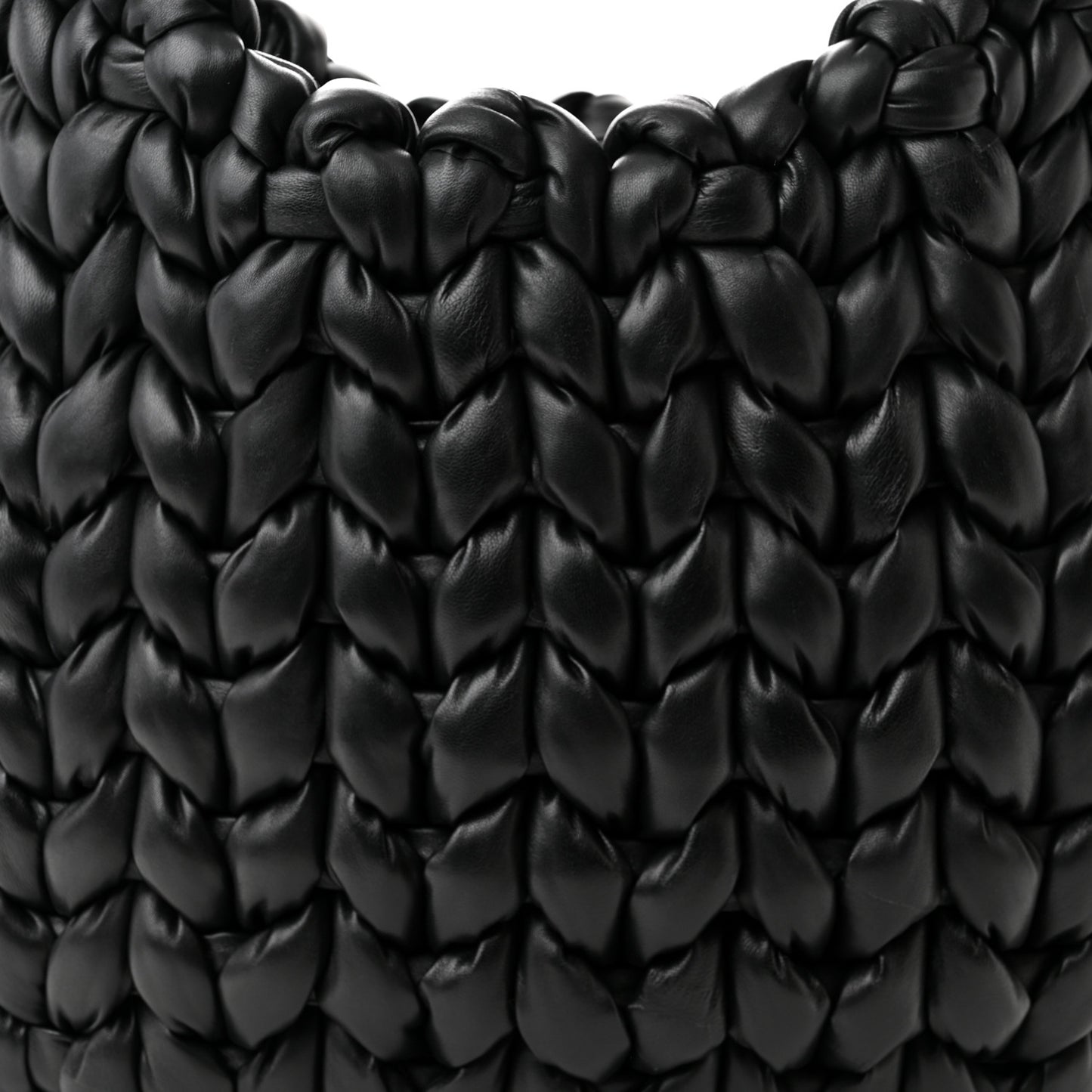 Lambskin Woven Wooden C Shoulder Bag Black