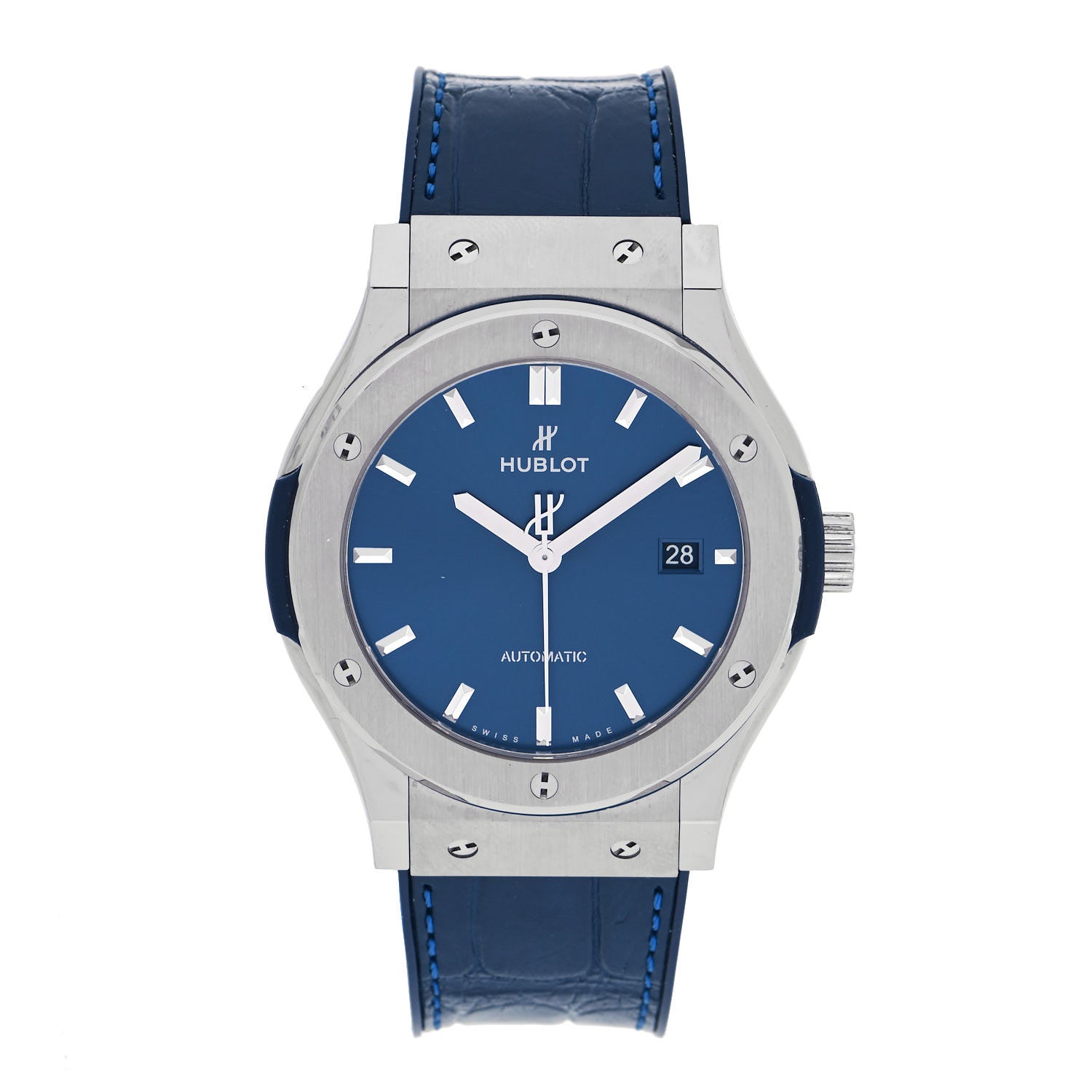 Hublot Titanium Alligator 42mm Classic Fusion Automatic Watch Blue 542.NX.7170.LR 1 of 4