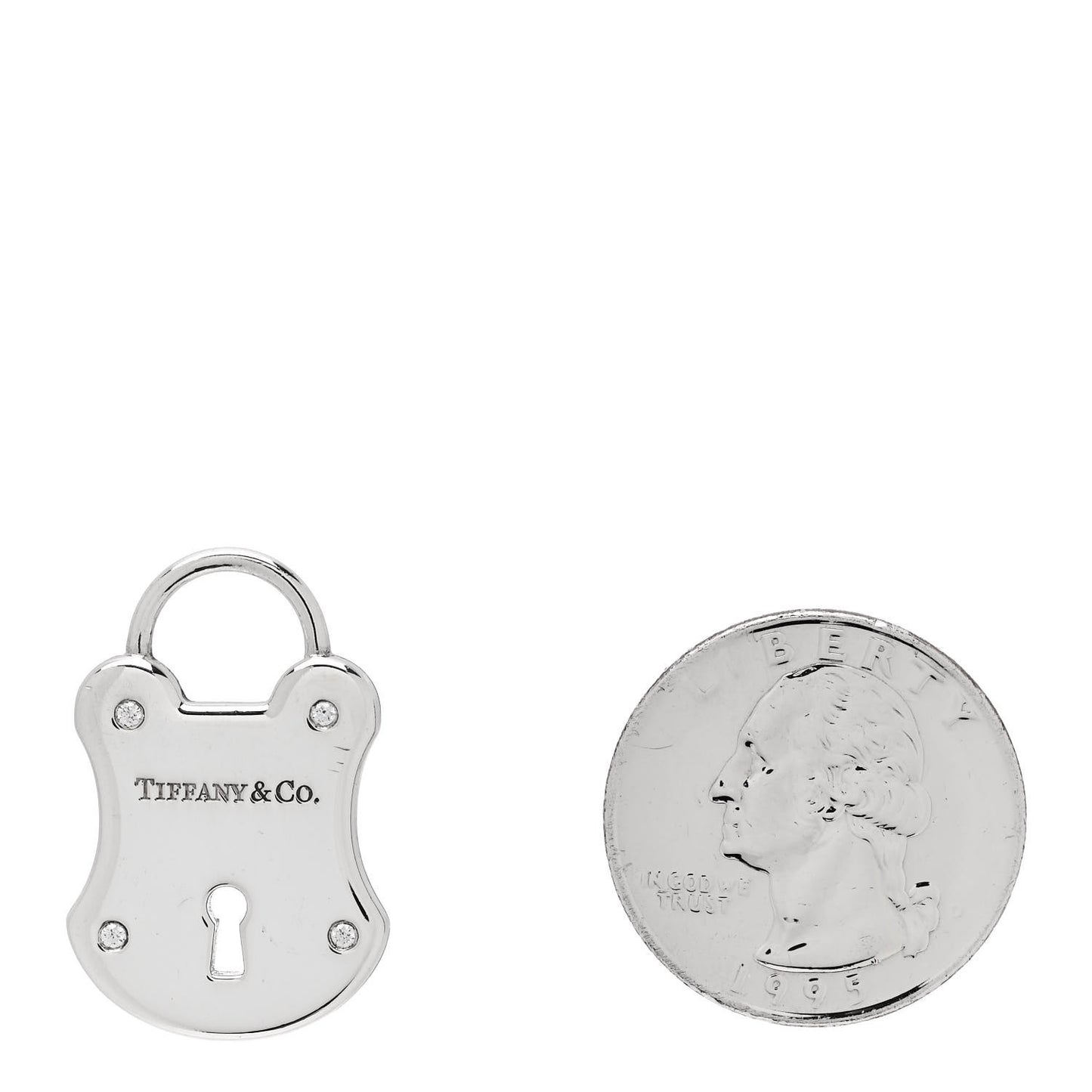 Sterling Silver Diamond Emblem Lock Pendant