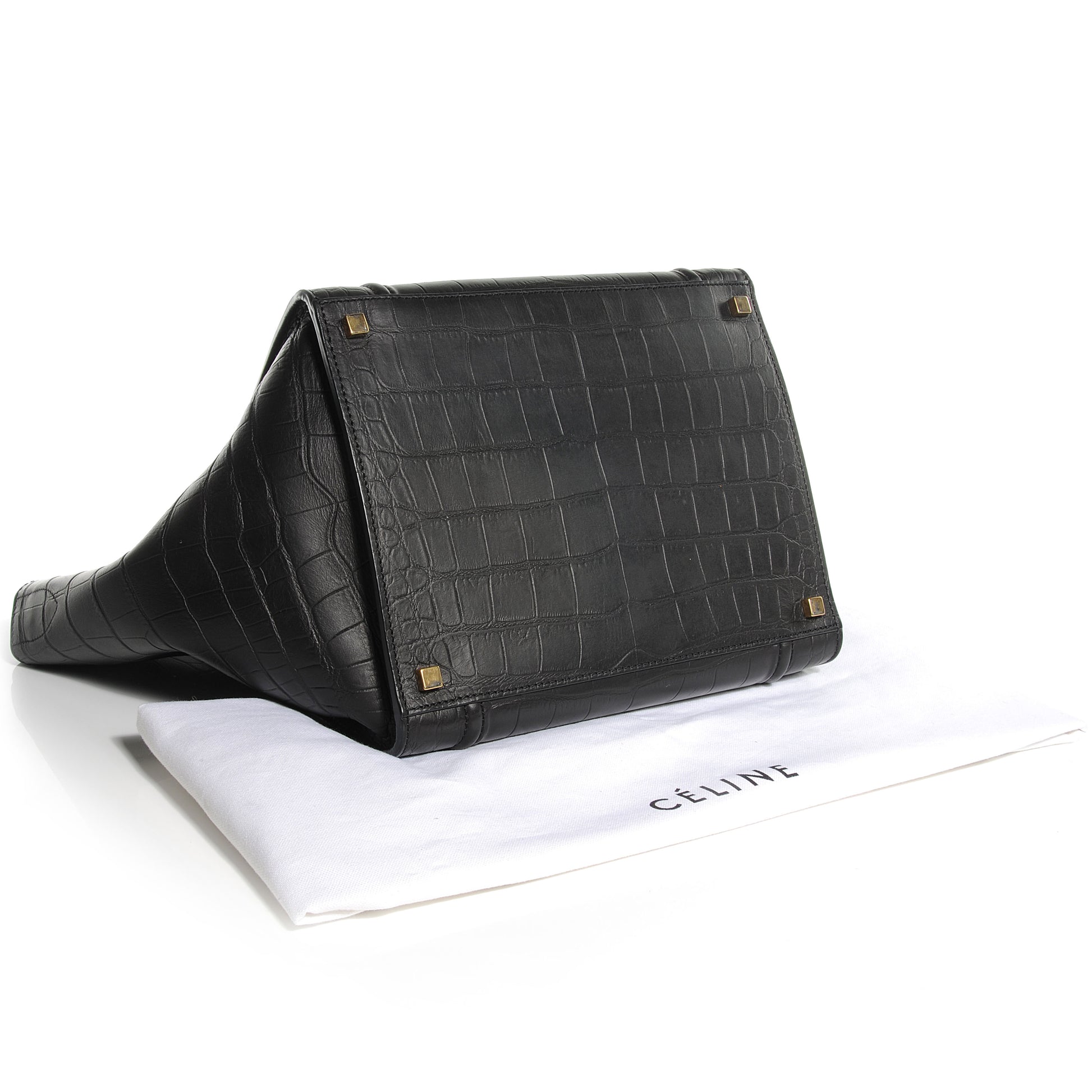 Celine Crocodile Embossed Small Phantom Luggage Black 4 of 7