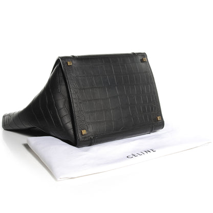 Celine Crocodile Embossed Small Phantom Luggage Black 4 of 7