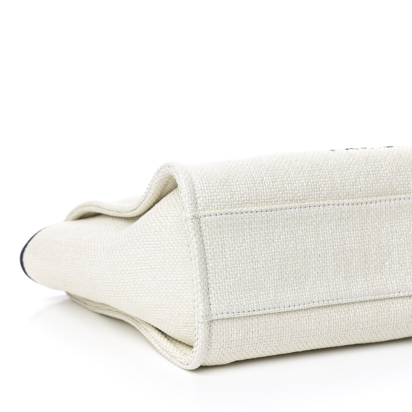 Woven Straw Raffia Small Deauville Tote White Navy