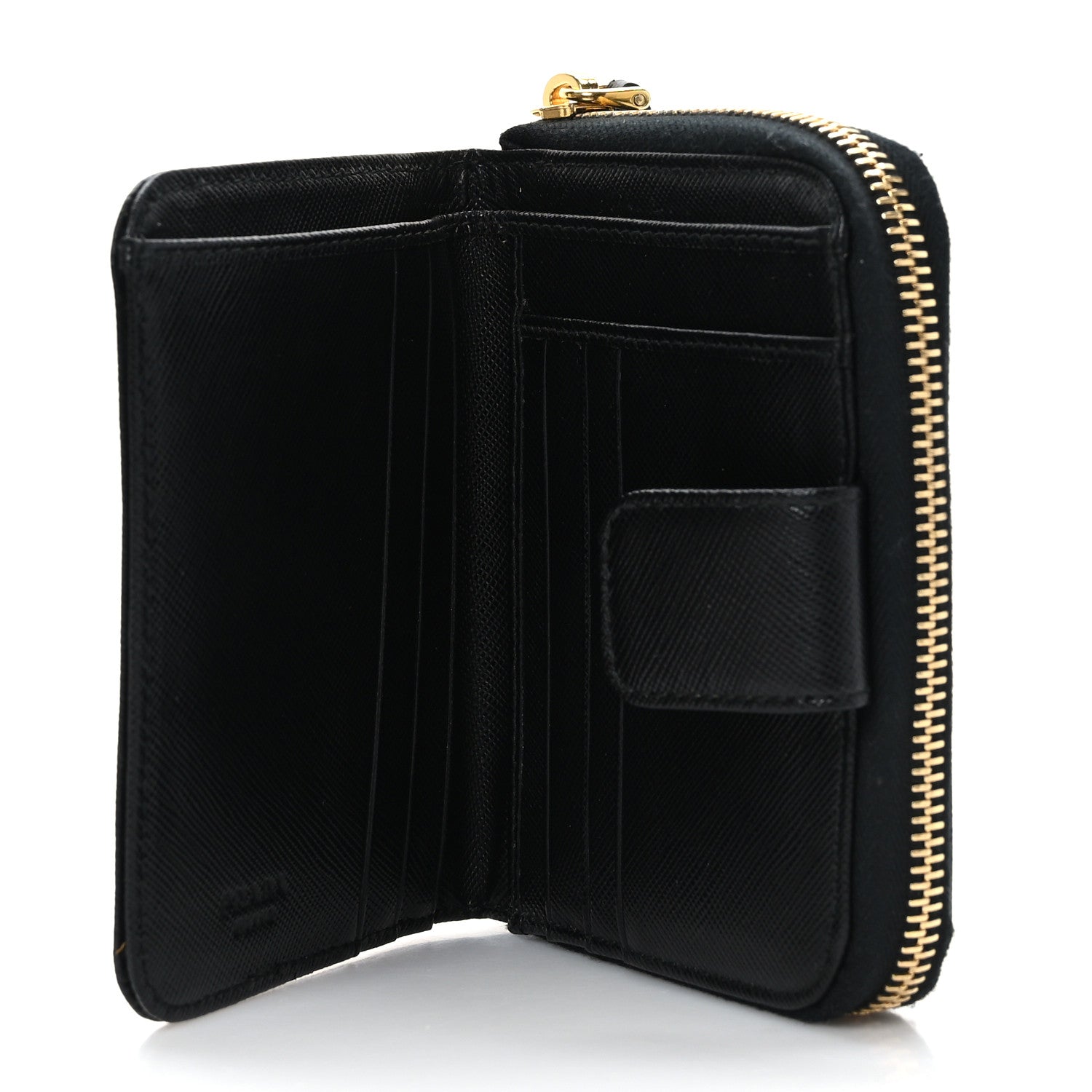 Prada Saffiano Compact Zip Around Wallet Black 6 of 8