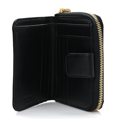 Prada Saffiano Compact Zip Around Wallet Black 6 of 8