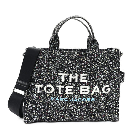 Marc Jacobs Cotton Canvas Floral Print Medium The Traveler Tote Bag Black 1 of 11