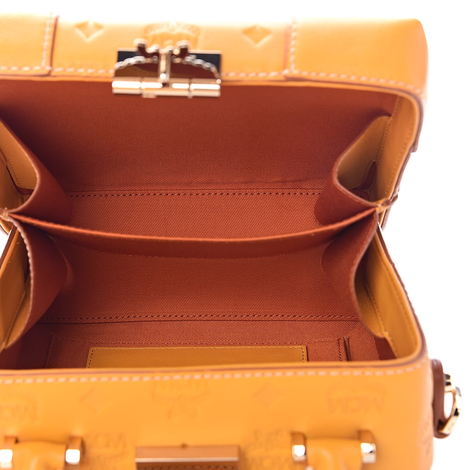 MCM Calfskin Ottomar Monogram Soft Berlin Crossbody Golden Mango 5 of 9
