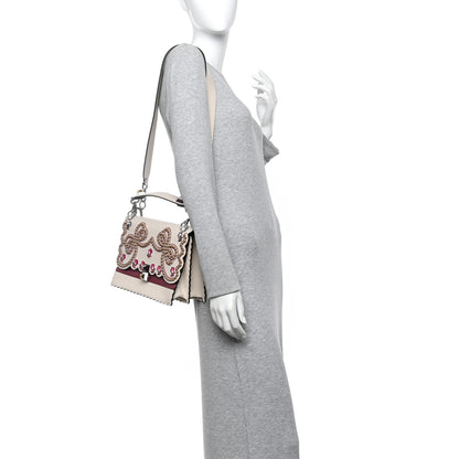 Fendi Vitello Liberty Lucido Flowers and Bows Scalloped Studded Kan I Shoulder Bag Camelia Black Cherry 2 of 10