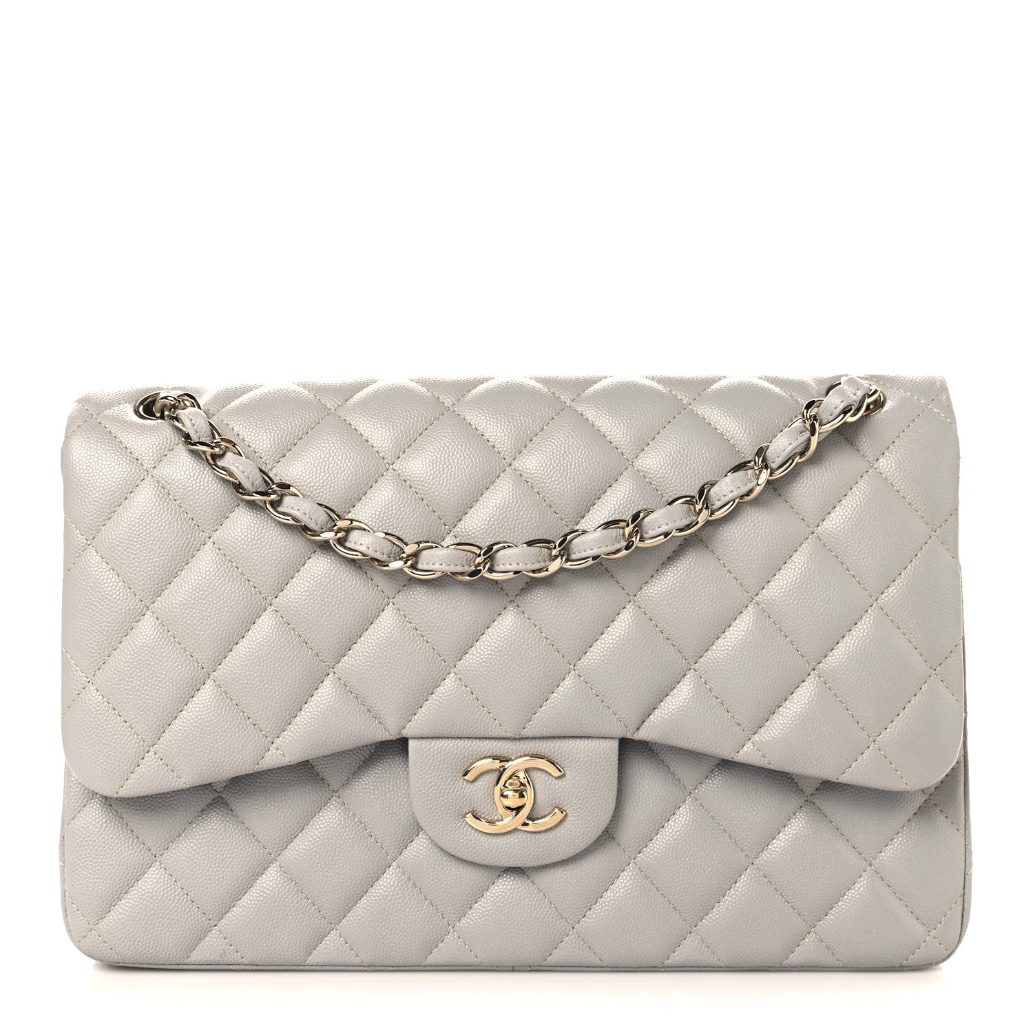 Chanel Caviar Quilted Jumbo Double Flap Grey 1 of 10