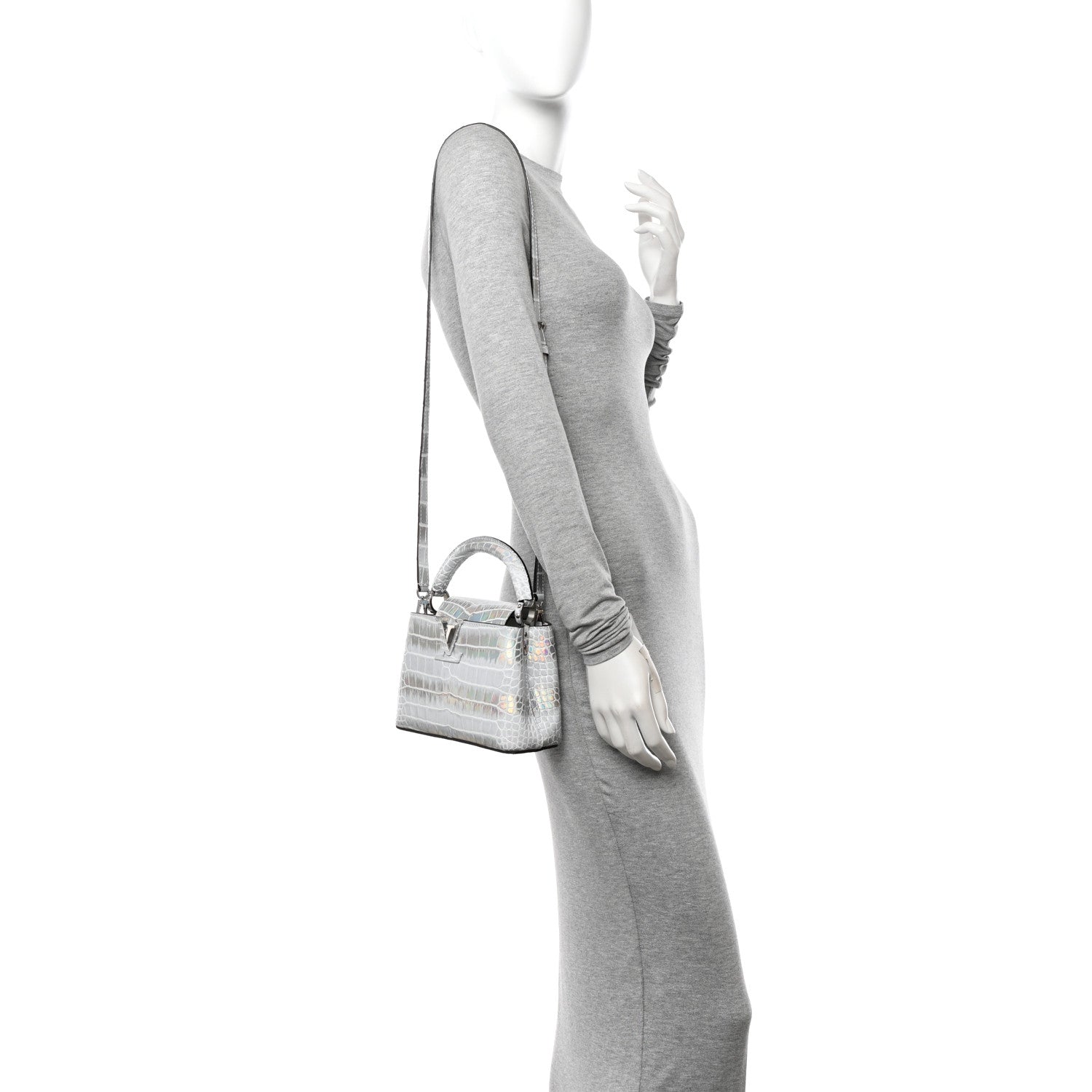 Louis Vuitton Alligator Mini Capucines Silver 2 of 10