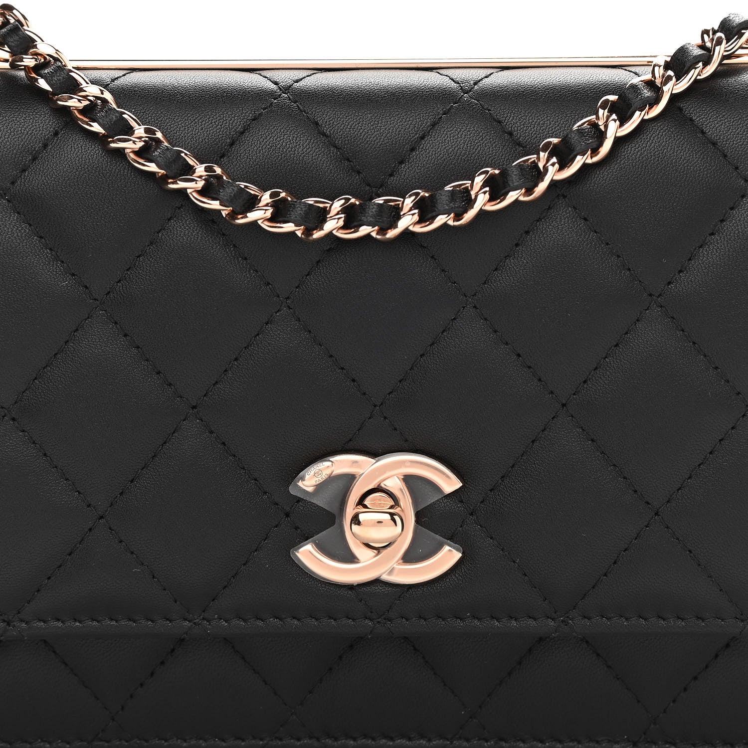 Chanel Lambskin Quilted Trendy CC Wallet On Chain WOC Black 9 of 12