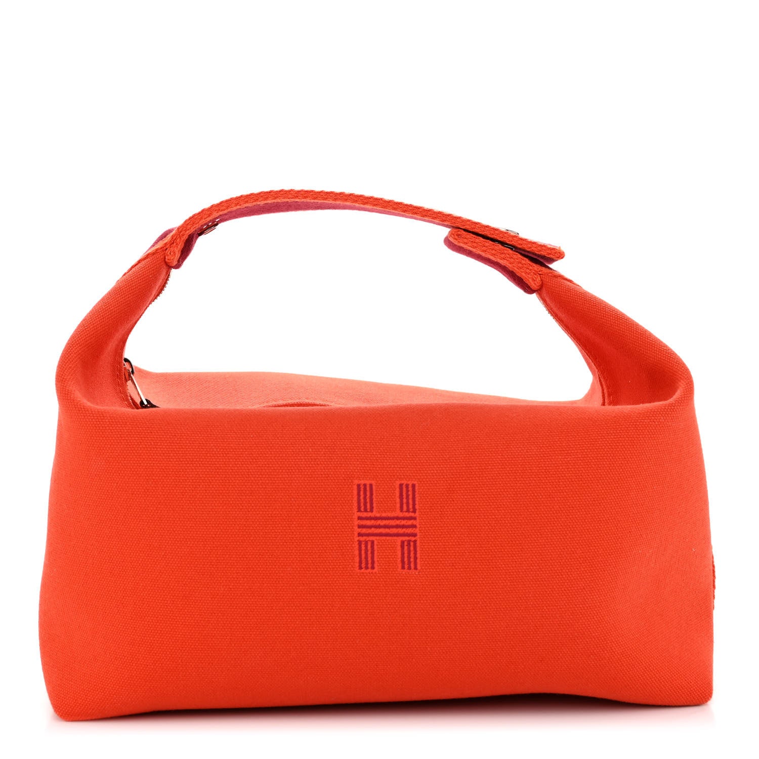 Hermes Canvas Large Bride-A-Brac Pouch Orange Feu Burgundy 1 of 9