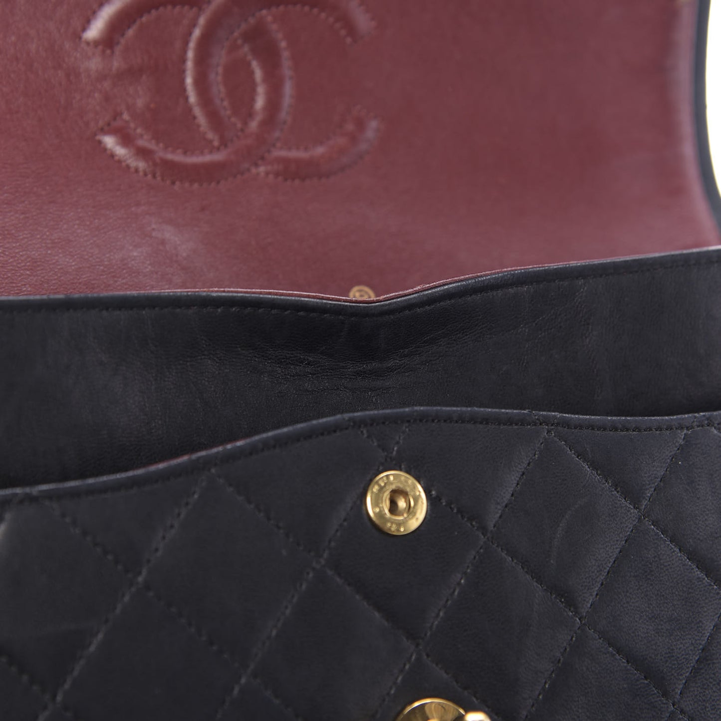 Lambskin Quilted Medium Double Flap Black