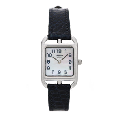 Hermes Stainless Steel Alligator Mother of Pearl 19mm Cape Cod Quartz Watch Bleu Abysse 1 of 7